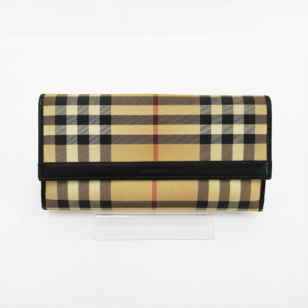 BURBERRY Check Long Wallet Beige
